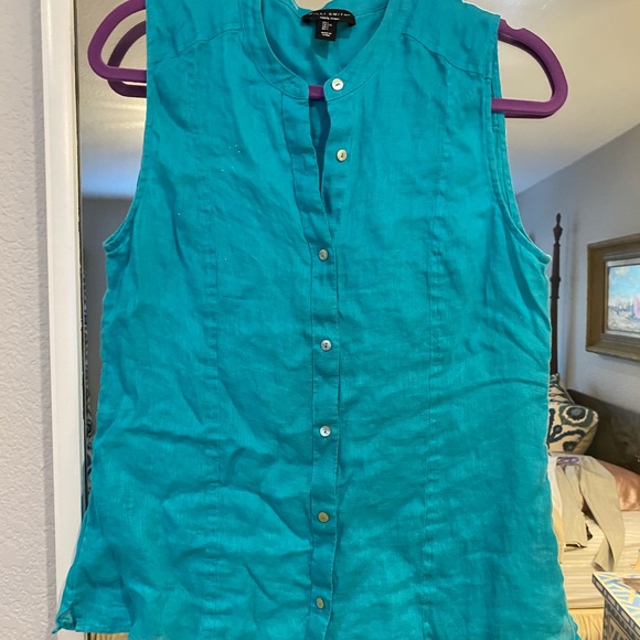 Linen top teal Willie Smith - fine! - Picture 1 of 1